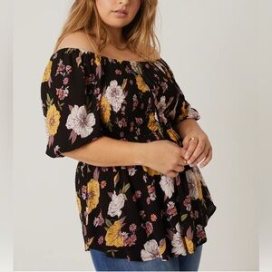 💥Vibe Women’s Plus-size Burgundy Floral Print Top 3X